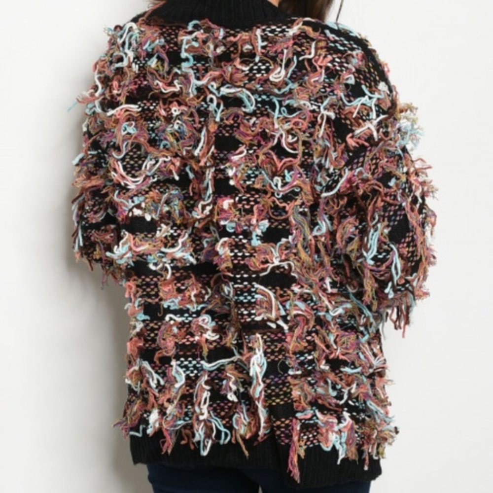 PLAYFUL DOLLZ Fringe Sweater Cardigan - Bl… - Picture 2 of 2